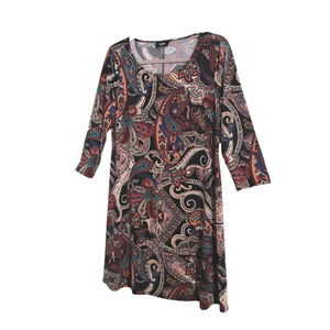 MSK Dress Womens 14-16 Brown Sheath Paisley Pullover